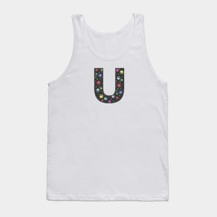 U letter  with colorful paw print Tank Top